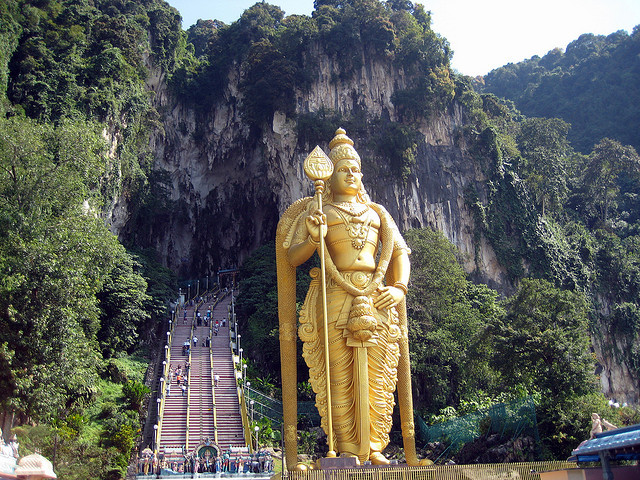 Batu Caves is a limestone hill, which has a series of caves and cave temples, located in Gombak district, 13 kilometres north of Kuala Lumpur, Malaysia. The cave is...