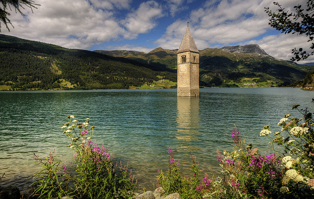 by Wolfgang Staudt on Flickr.Lago di Resia  is an artificial lake located in the western portion of South Tyrol, Italy.