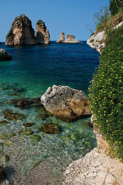 Mediterranean blue at Tonnara di Scopello in Sicily, Italy