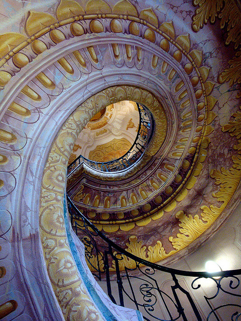 Beautiful spiral staircase at Melk Abbey, Austria