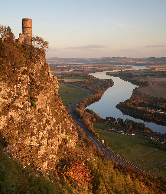 Kinnoul Tower overlooking River Tay, near Perth, Scotland