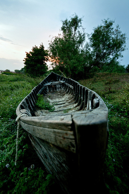 Abandoned boat in The Danube Delta, Romania