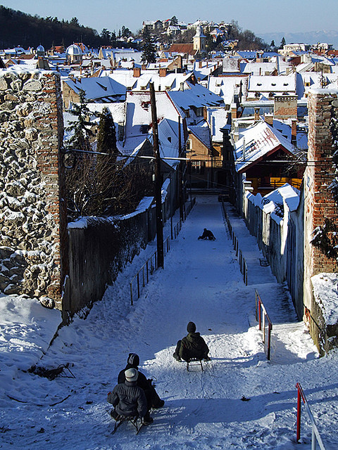 Snow Sledding, Brasov, Romania