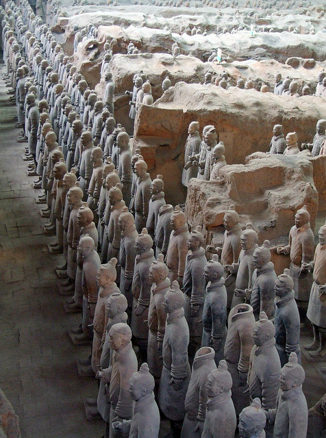 The Terracotta Army, discovered in 1974 by some local villagers in Xi'an, China