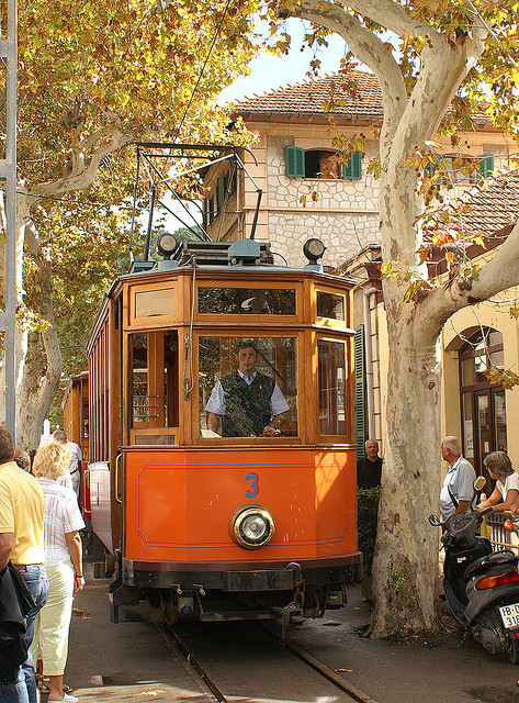 Old tram in Port Soller, Mallorca, Spain
