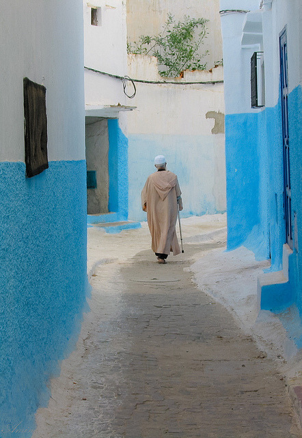 Colorful alley in the medina of Rabat, Morocco