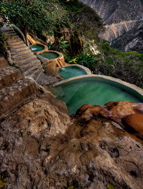 Hot water springs at Grutas de Tolantongo, Hidalgo, Mexico