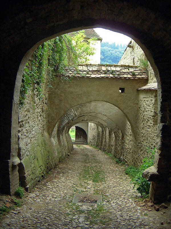 Archways of Biertan fortified church in Transylvania, Romania