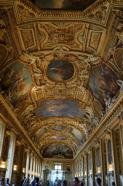 Ceiling of Apollo Gallery at Louvre Museum in Paris, France