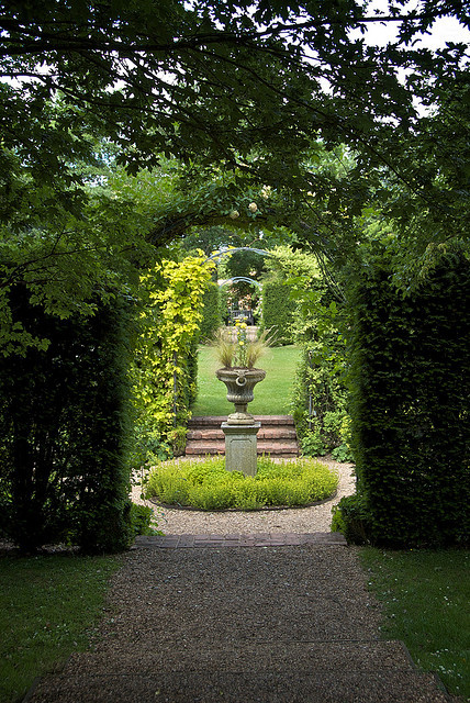 Secret garden in the grounds of Coughton Court in Warwickshire, England