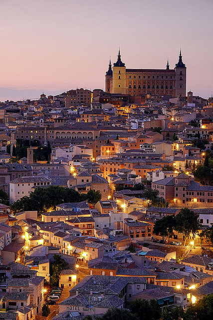 Evening lights in Toledo, Castilla La Mancha, Spain