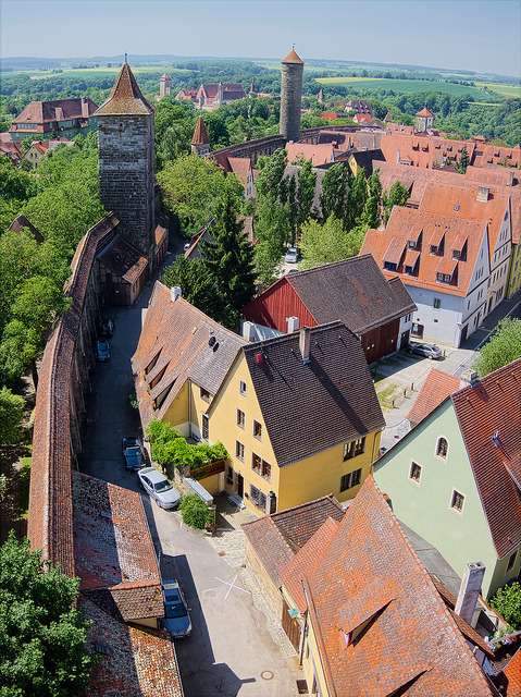 The city walls of Rothenburg ob der Tauber in Bavaria / Germany