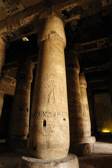 Pillars in the ancient Abydos Temple, north of Luxor / Egypt