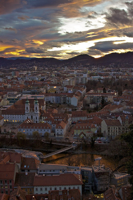Sunset over Graz, Styria / Austria